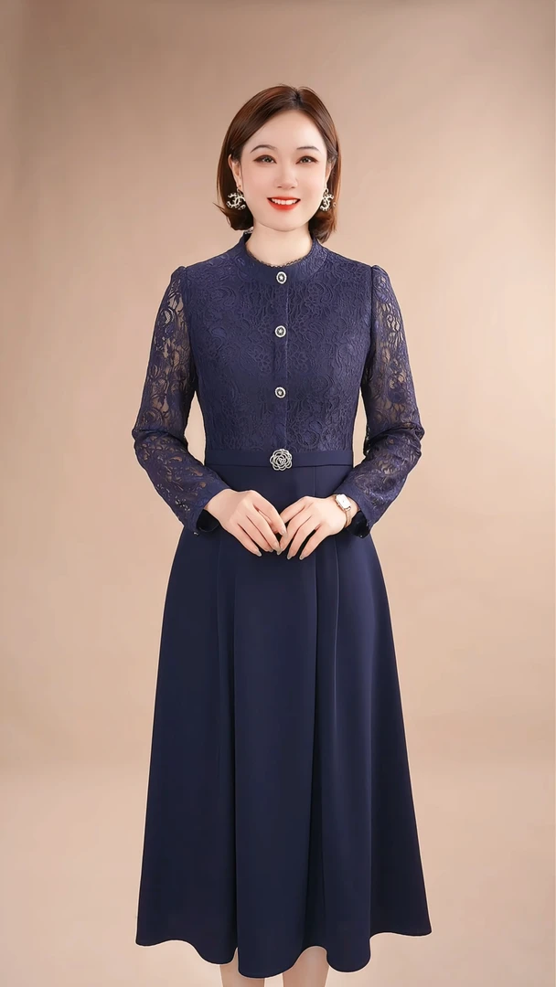 【品牌清仓】M高端大码原创遮肉显瘦连衣裙 4503