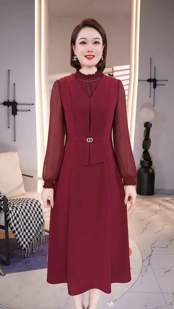 【深圳薇姐清仓】M高端大码原创遮肉显瘦连衣裙 4502