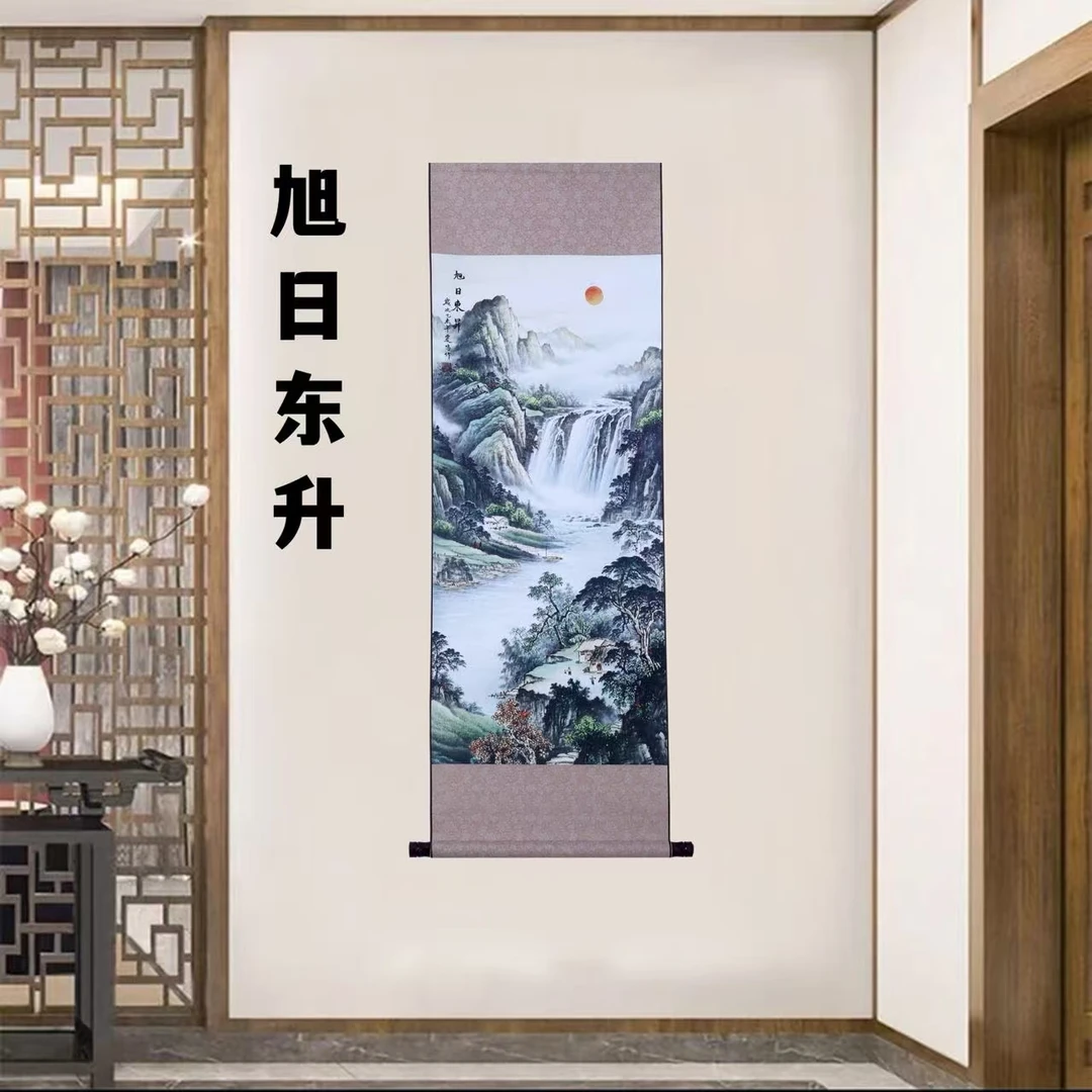 精装精裱45×140《旭日东升》流行中国风家居软装首选