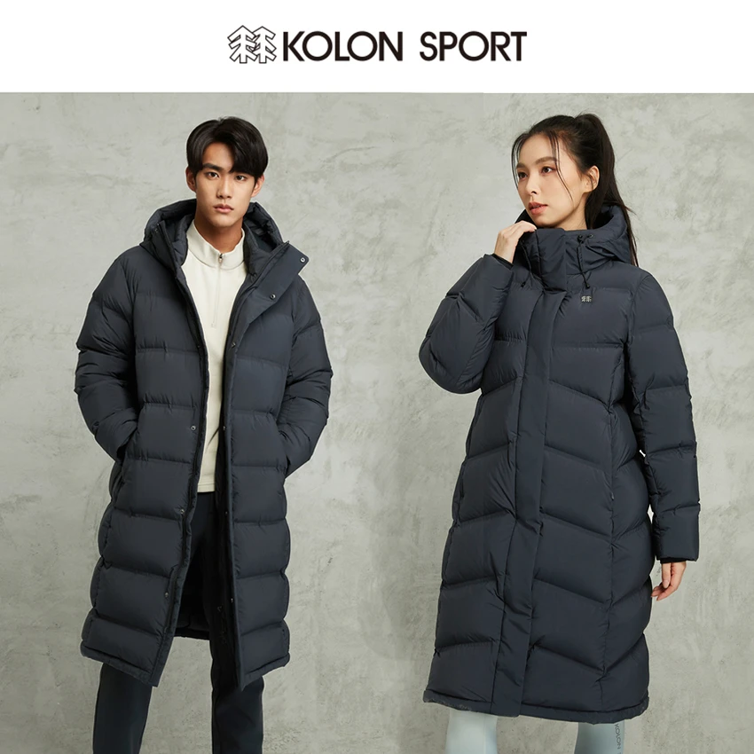 KOLON SPORT可隆情侣款羽绒服户外运动防风保暖舒适长款鹅绒外套