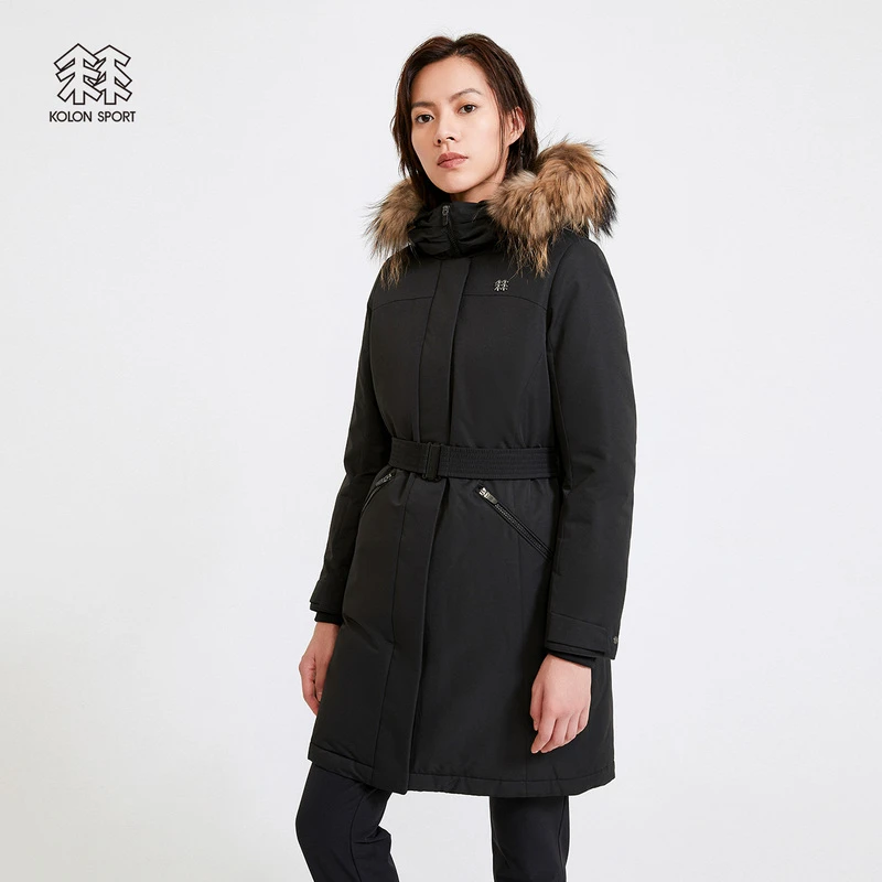 KOLON SPORT可隆情侣款羽绒服长款防风防泼水鹅绒重量高蓬羽绒服