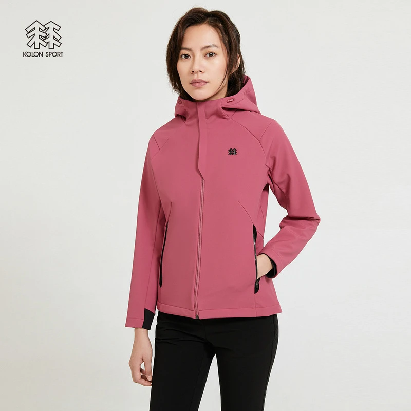 KOLON可隆软壳夹克女款户外防泼运动内里抓绒保暖外套LKJK2WN120