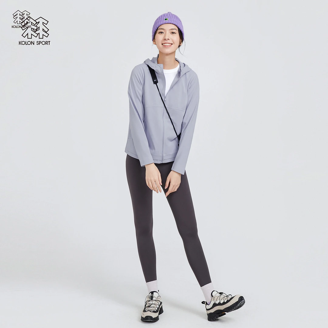 KOLON可隆防晒连帽休闲女户外速干夹克防晒抗菌外套LKJK3MT540