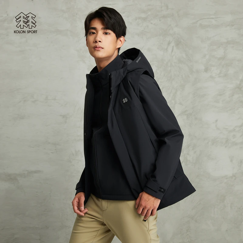 KOLON SPORT可隆三合一夹克男款户外防泼水运动外套防风冲锋衣