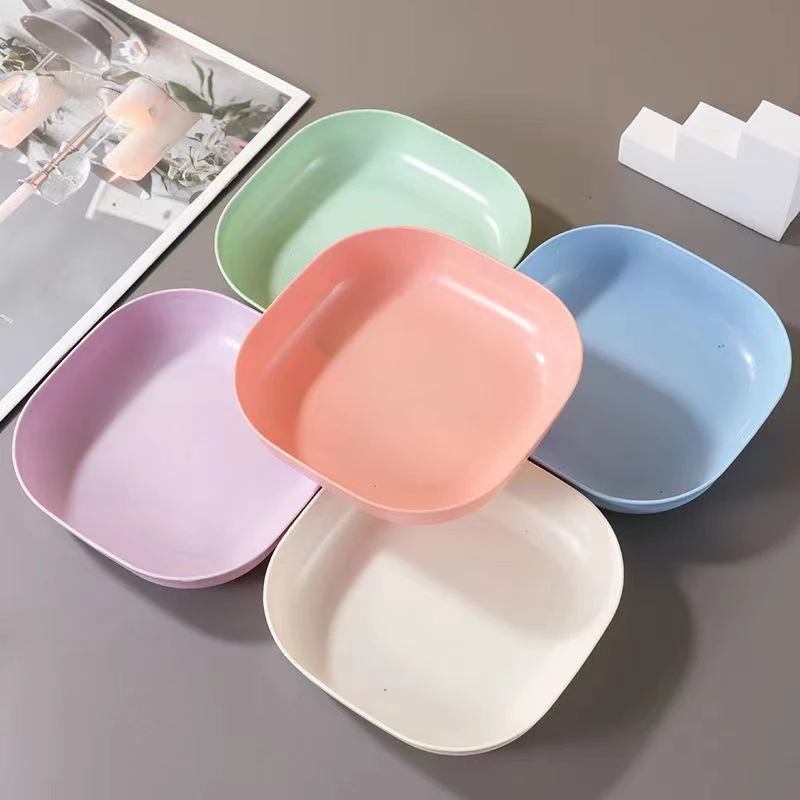 净化消磁大粒粗盐专用小麦秸秆盘子家用菜盘大号圆形盘塑料水果盘