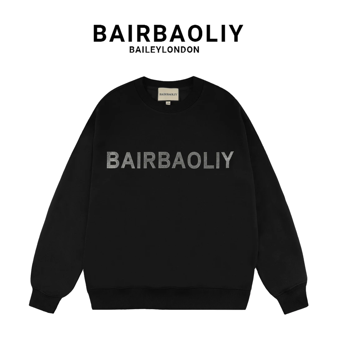 BAIRBAOLIY秋冬时尚高端品牌字母烫钻新款潮流男女同款百搭卫衣