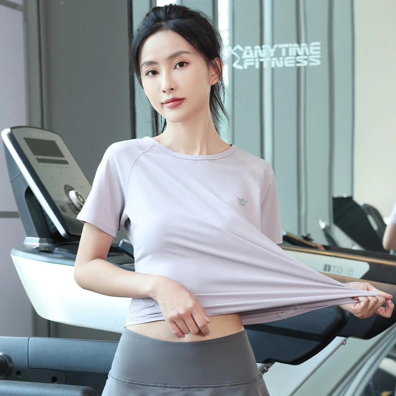 夏季休闲显瘦舒适运动速干衣宽松透气短袖运动健身服装女9272