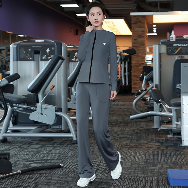 速干长袖女秋冬款户外跑步运动服宽松专业训练透气健身服套装1237