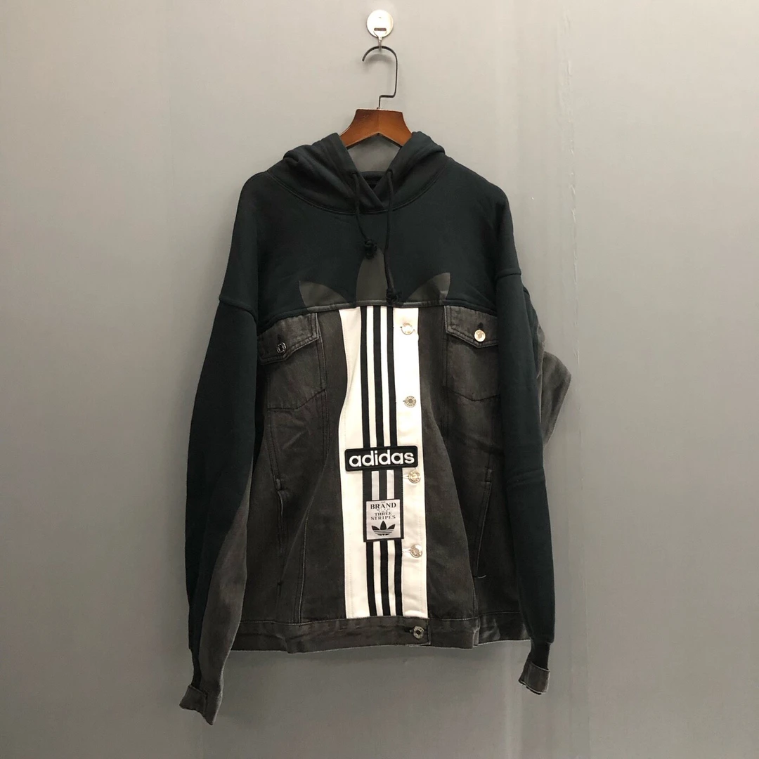 30 adidas三叶草×dry clean only联名款运动连帽夹克 黑色 H59026