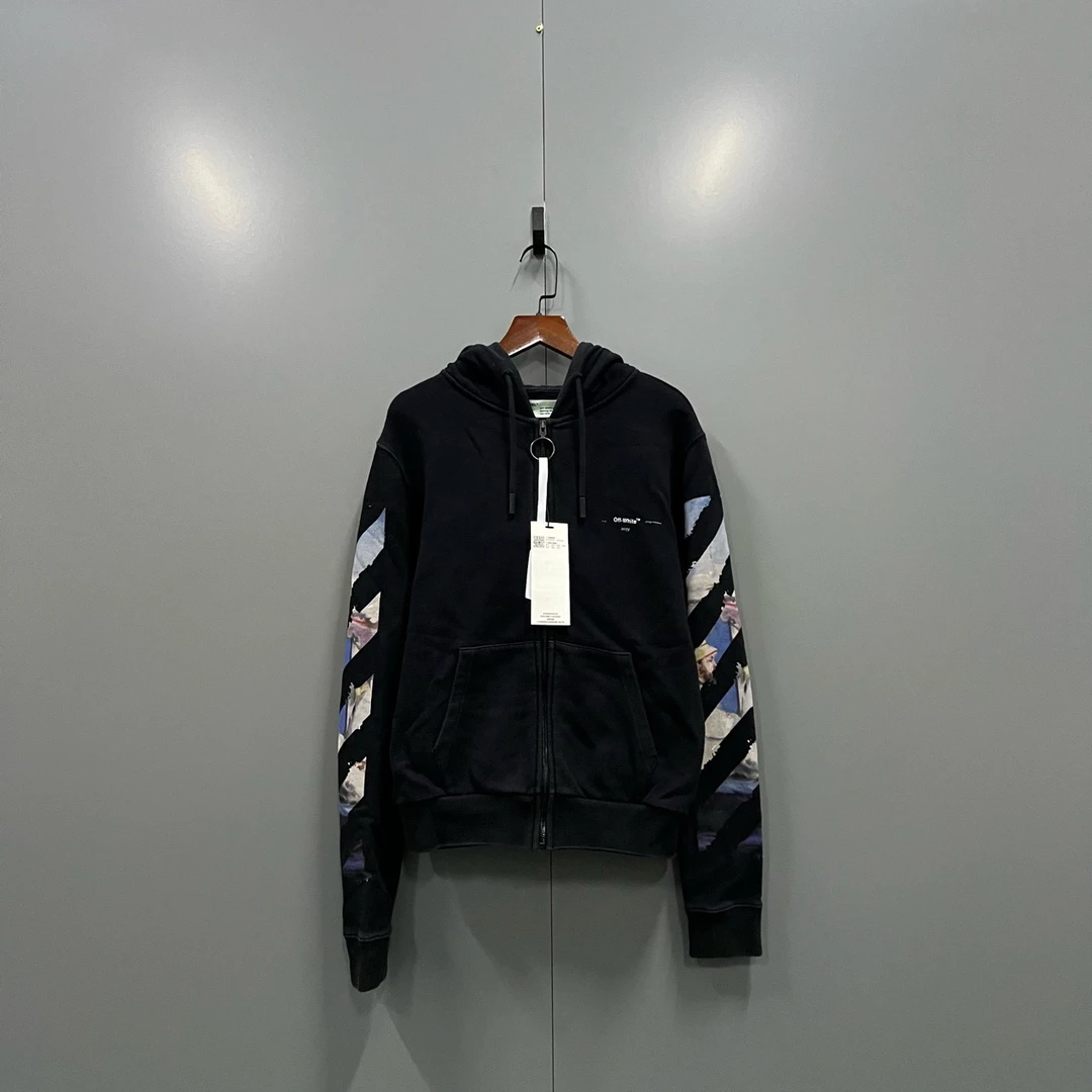 (jpy) 112 OFF White ow 油画印花箭头拉链帽衫 XXS码/98