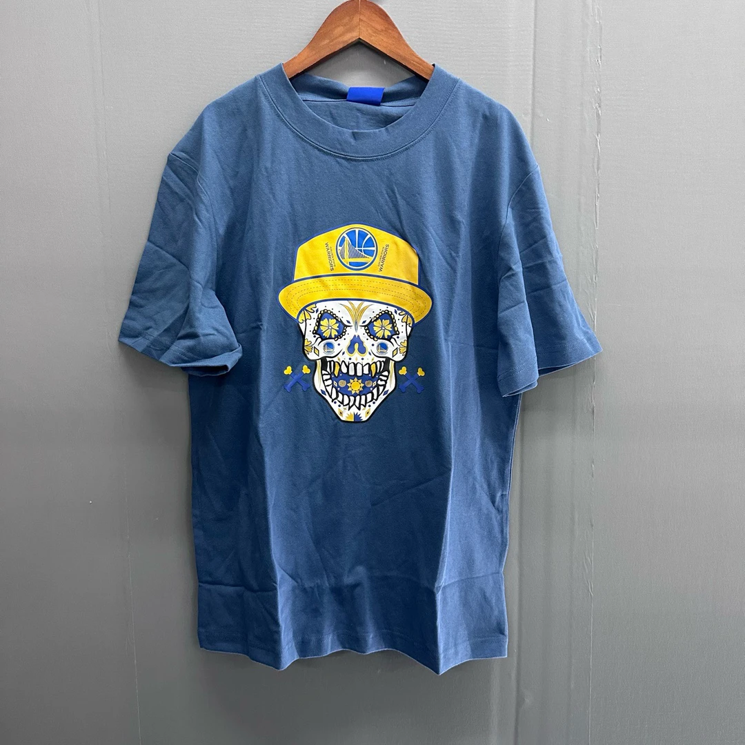L码 NBA 骷髅系列 勇士 短袖 蓝色 010030
