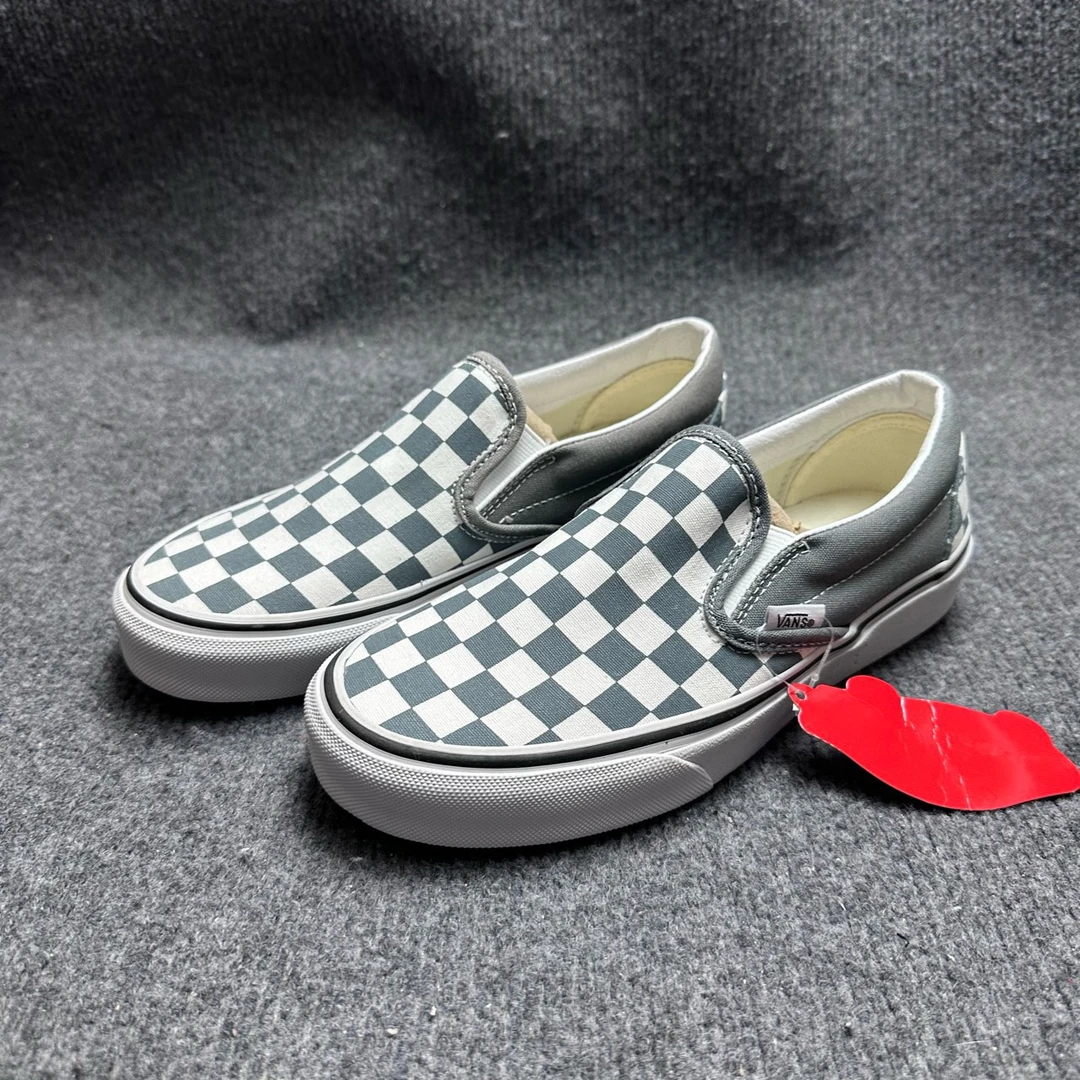 36码 vans Slip-on 一脚蹬 低帮板鞋 蓝色棋盘格瑕疵配盒 Q5DRV2