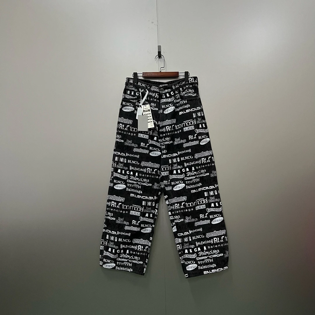 (lyh)Balenciaga 巴黎世家 满印字母logo牛仔长裤 S码/全新/