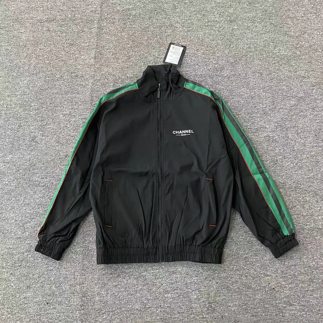 JR Ssurplus 恶搞香奈儿 侧绿条 黑色夹克 0301冲锋衣