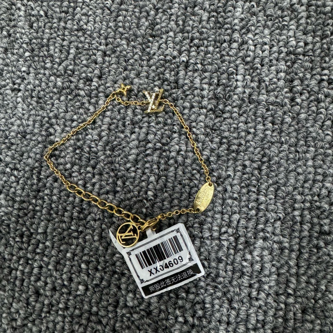 （jp）Louis Vuitton LV 水钻手链 金色 均码/95新/毒4259/
