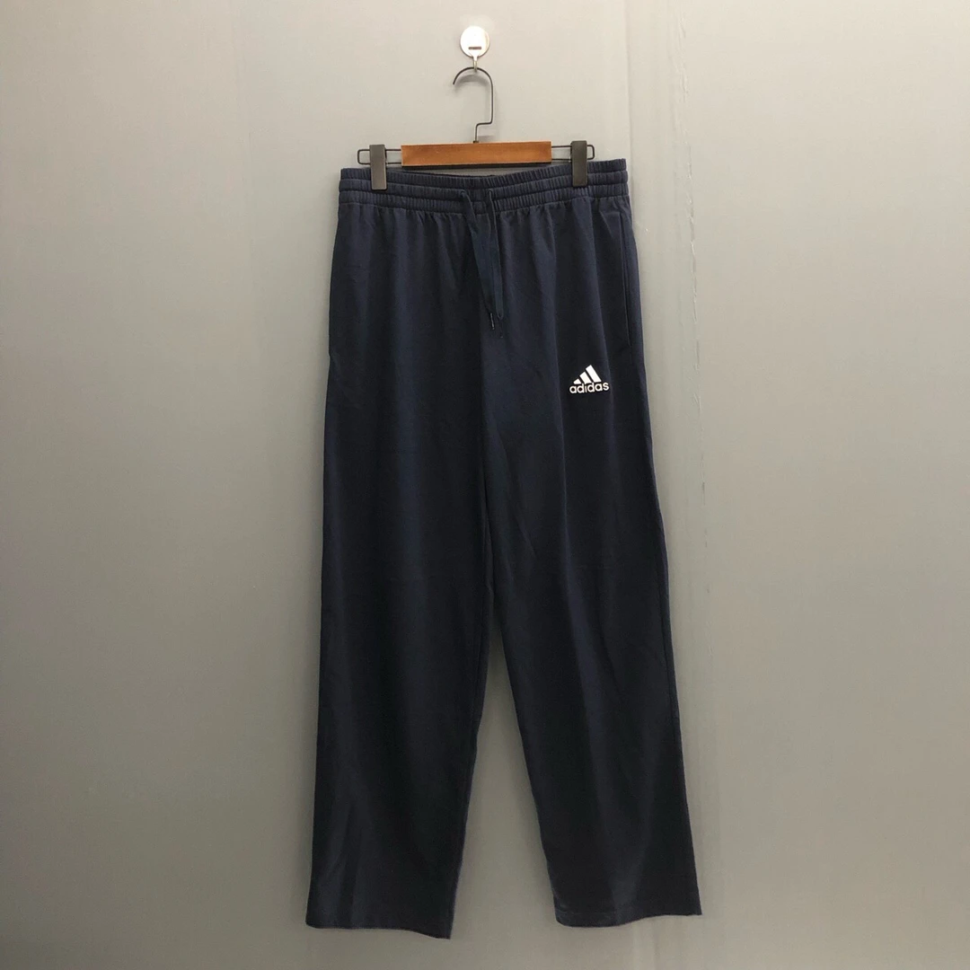 M adidas  logo字母刺绣松紧腰直筒裤 藏蓝色 GK9018