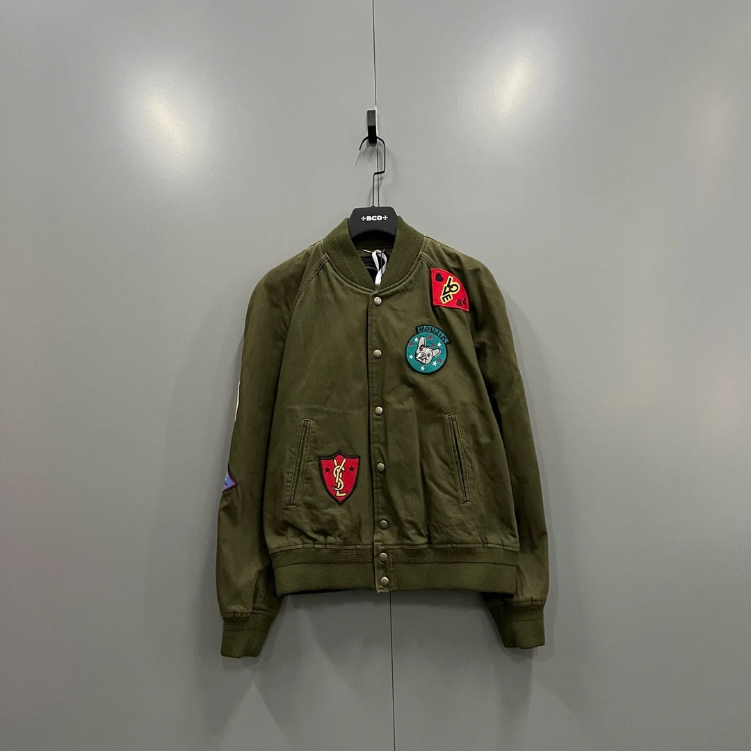 (jp) 129 Saint Laurent slp 军绿徽标刺绣夹克 XXL码/95新/