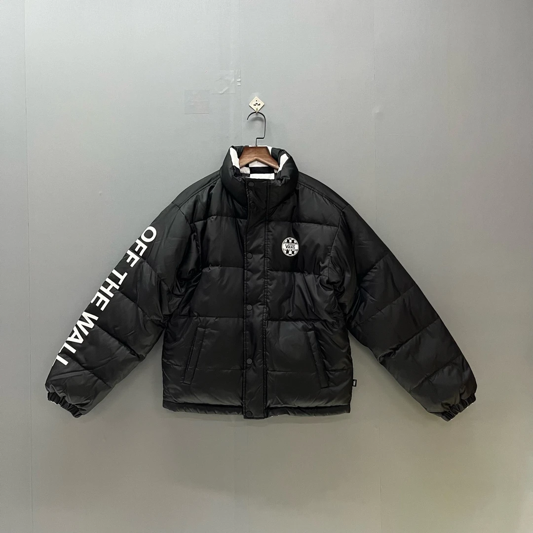 XS vans 双面穿 棋盘格 长袖 羽绒服 黑色 90RBLK