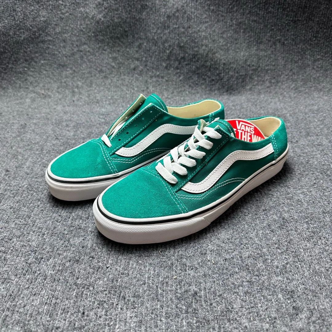 38码 vans Old Skool 一脚蹬 低帮板鞋 湖绿 瑕疵 配盒 MUS06A