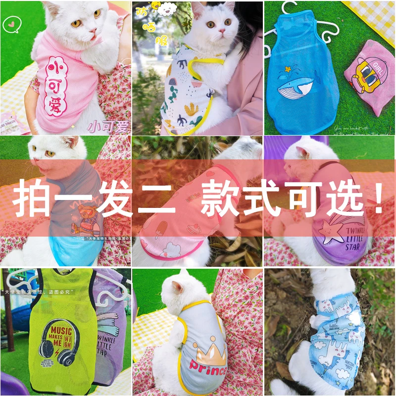 ［拍一发二］夏季薄款猫咪防掉毛透气背心泰迪狗狗小型犬幼猫蓝猫