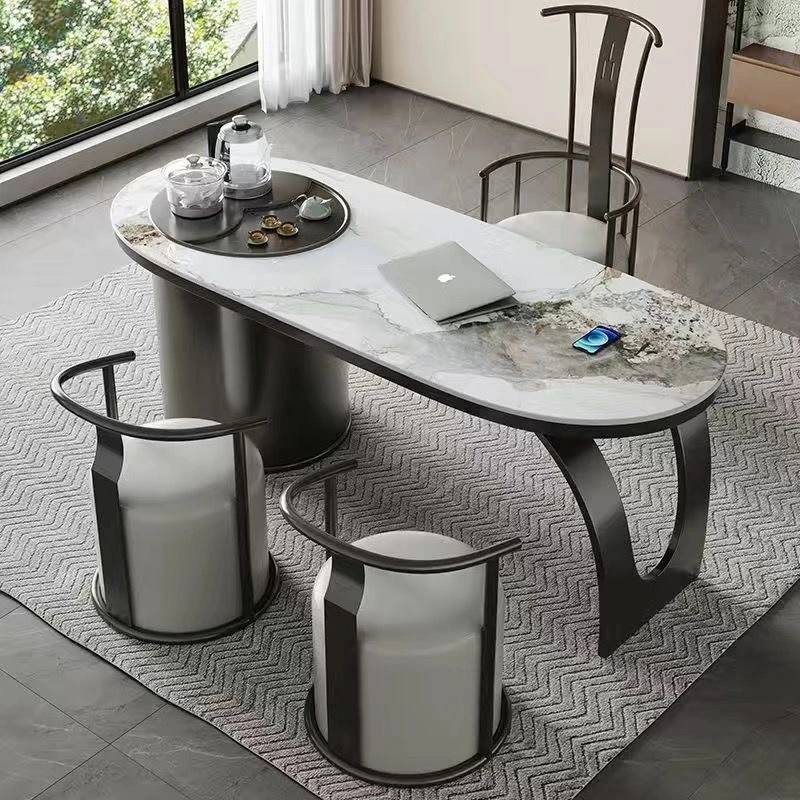 2024高档轻奢简约阳台岩板茶台意式耐高温泡茶桌子功夫茶桌椅组合