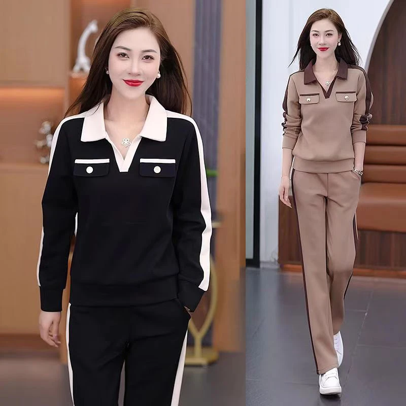 中年妈妈运动服套装春秋2025新款中老年女洋气长袖卫衣休闲两件套