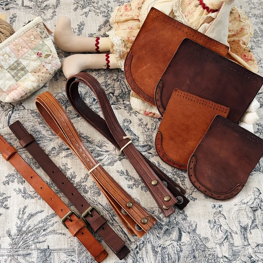 进口皮具—意大利复古皮具，刻度款手提把手、吸扣按扣马鞍包盖、配件