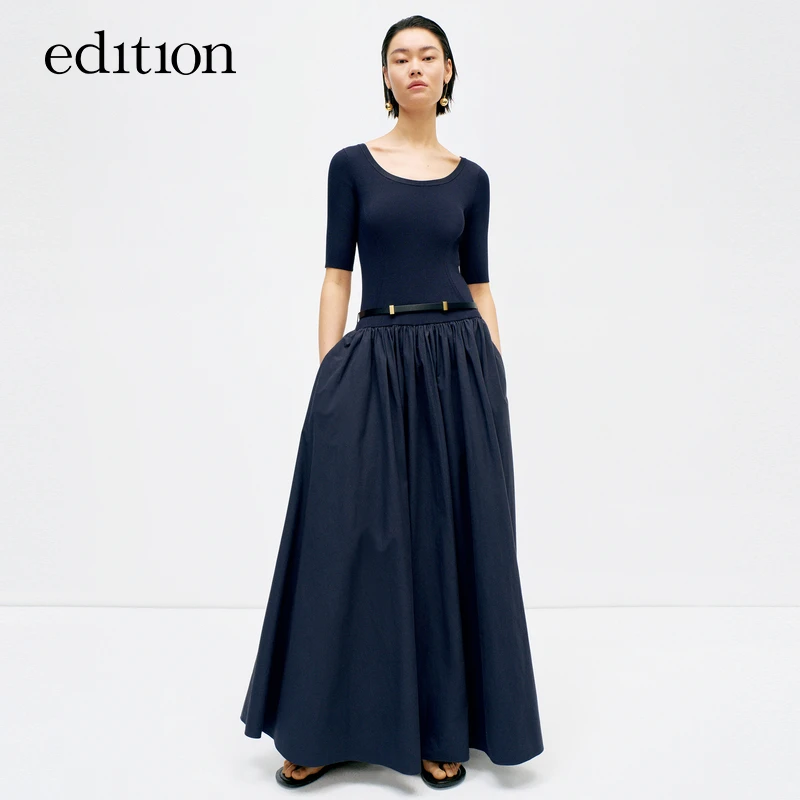 【明星同款】edition夏季针织拼接法式气质连衣裙#EBD2DRS067