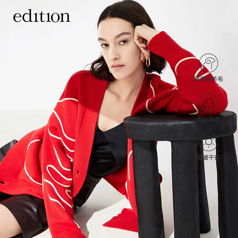 edition手绣天鹅图案时尚开衫毛衣女士外套EBA4CART07#EBB3CART26