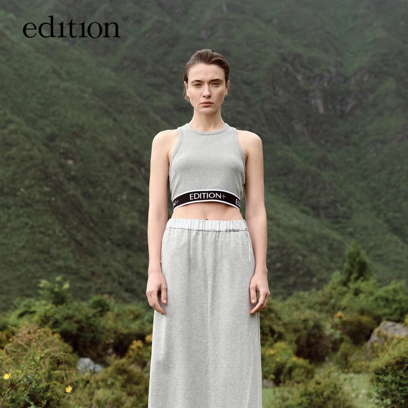 【E+轻生活系列】edition高能感弹力橡筋短款运动背心#EBC3VET003