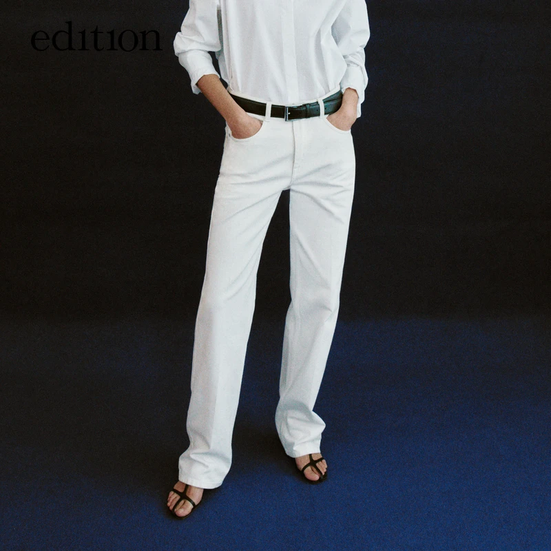 【商场同款】edition新款钩针口袋白色牛仔裤#EBD1JENK04