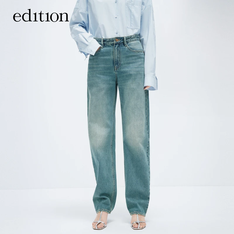 【商场同款】edition春款弯刀型蓝色纯棉牛仔裤#EBD1JEN019