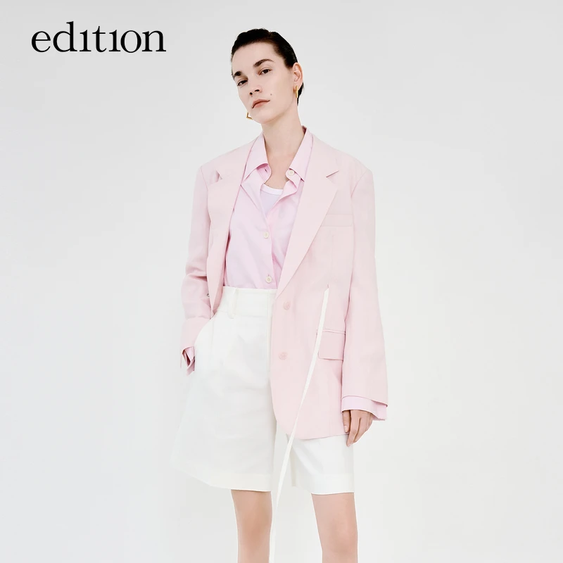 【商场同款】edition欧若风夏款亚麻西装外套女配绑带#EBC2BLA006