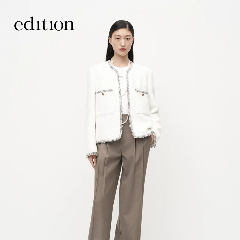 【商场同款】edition冬季款小香风花纱鹅绒羽绒服#EBC3EIN004
