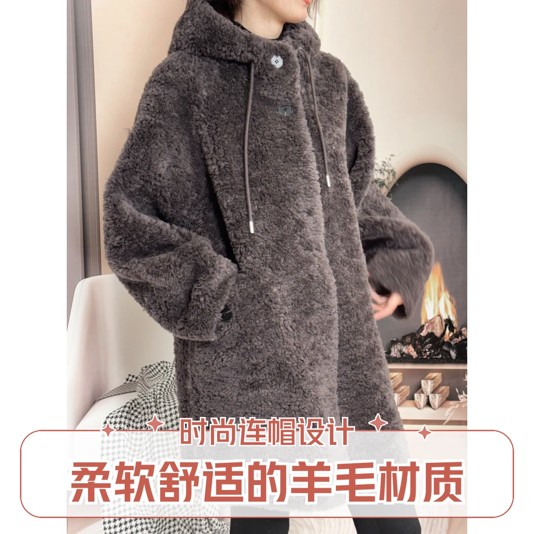 656秋冬款品质女装全羊毛大衣宽松中长款加厚老钱风冬季外套韩版