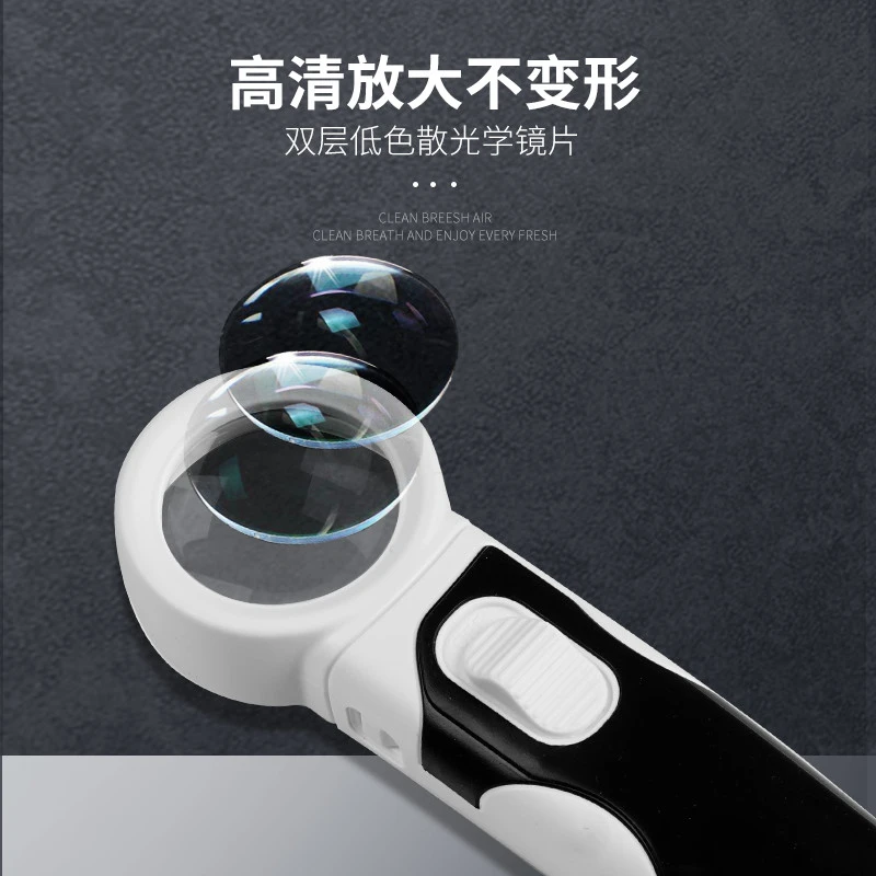 拜斯特手持式放大镜40倍带灯led高清高电子手机路板家电维修专用