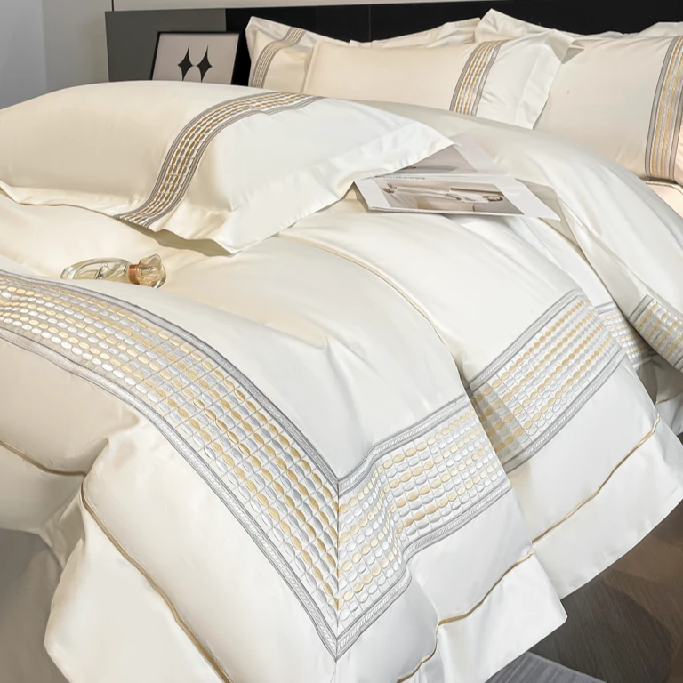 南通家纺酒店风长绒棉纯棉四件套全棉被套亲肤裸睡床单笠床上用品