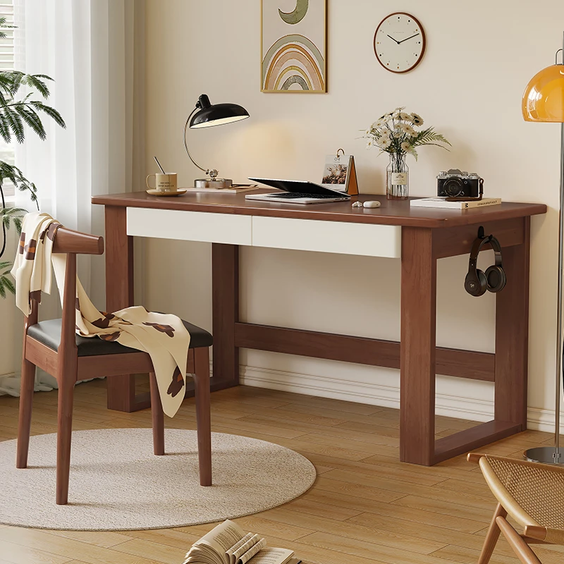 实木家用长条写字桌书房卧室简易电脑办公桌学生桌子书桌学习桌