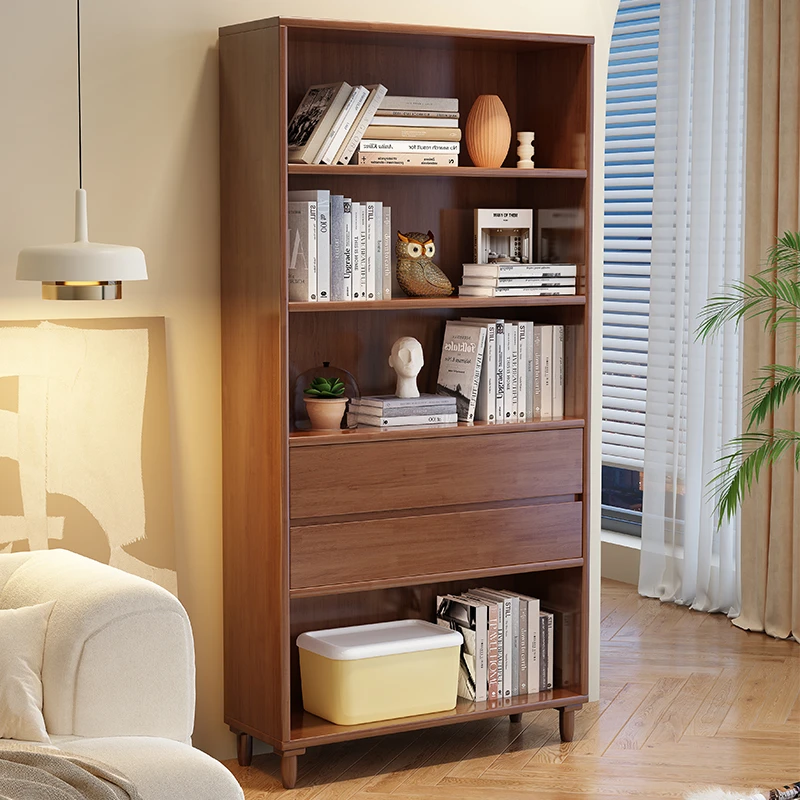 喜二家实木书架现代简约家用书柜简约置物架落地客厅组合收纳柜