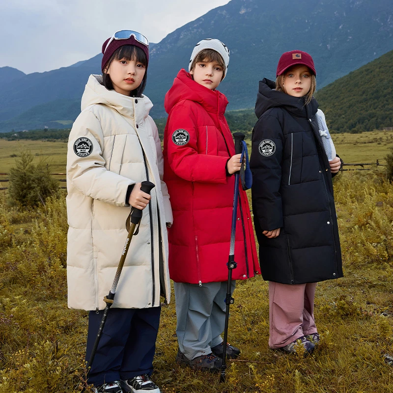 儿童羽绒服中大童男孩童装冬季2024女童新款洋气中长款加厚外套