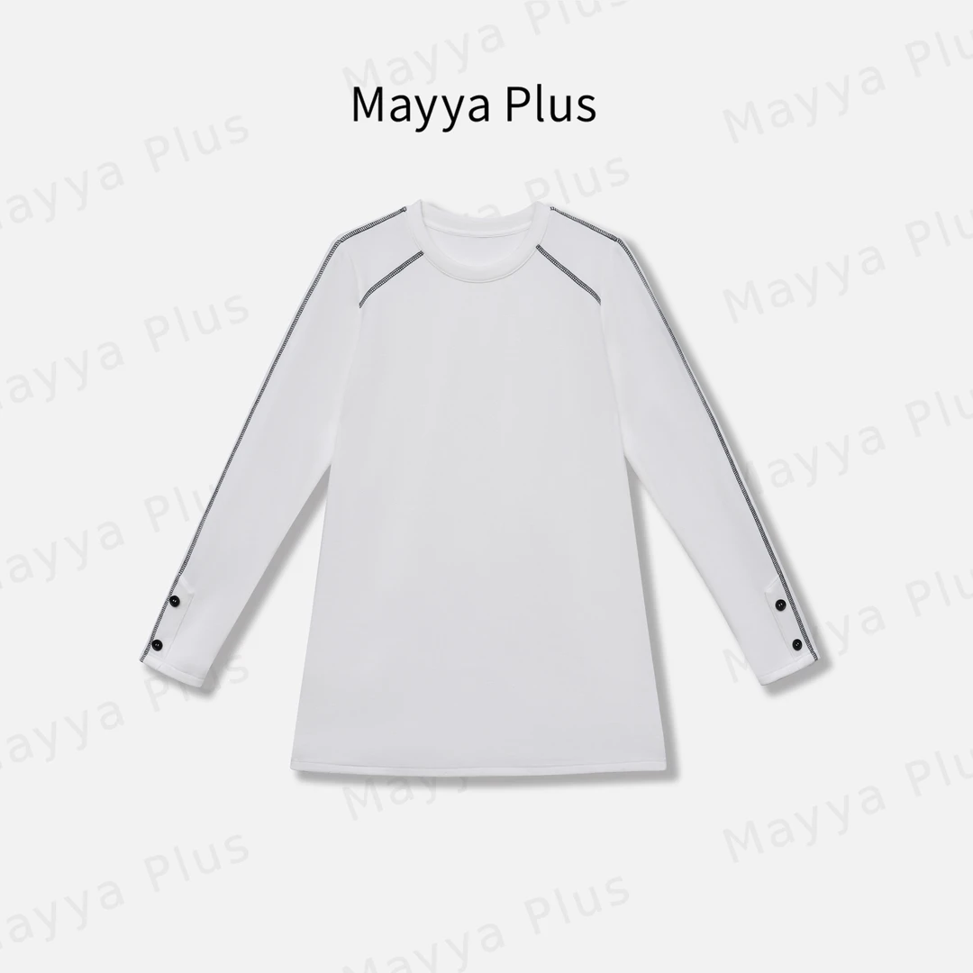 【留白】Mayya Plus麦芽定制轻奢气质显瘦百搭款针织上衣32446632