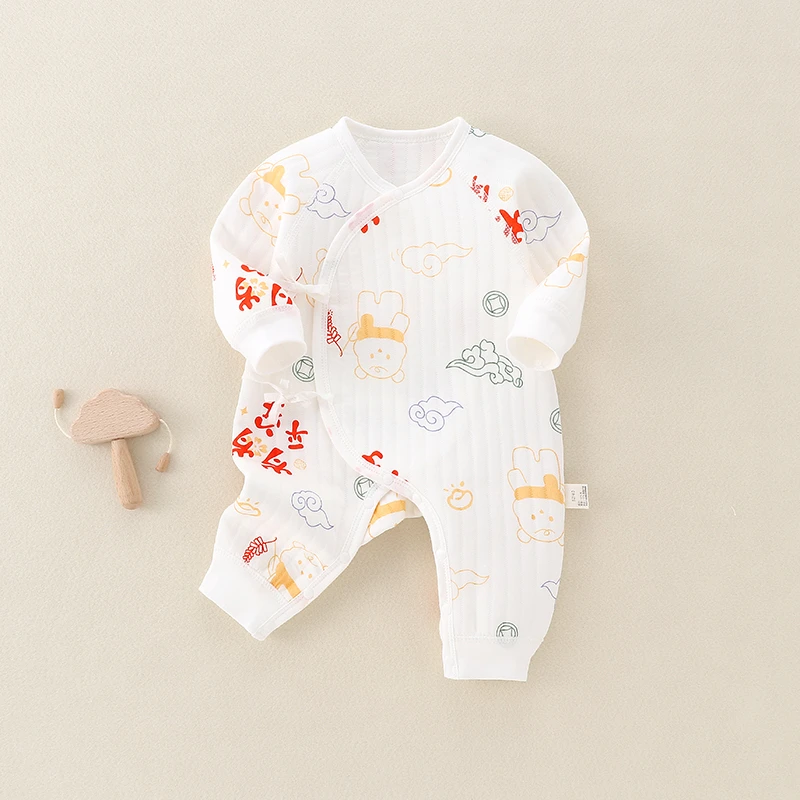 （新生儿）月亮熊崽 宝宝秋冬款无骨蝴蝶衣连体衣纯棉婴幼儿