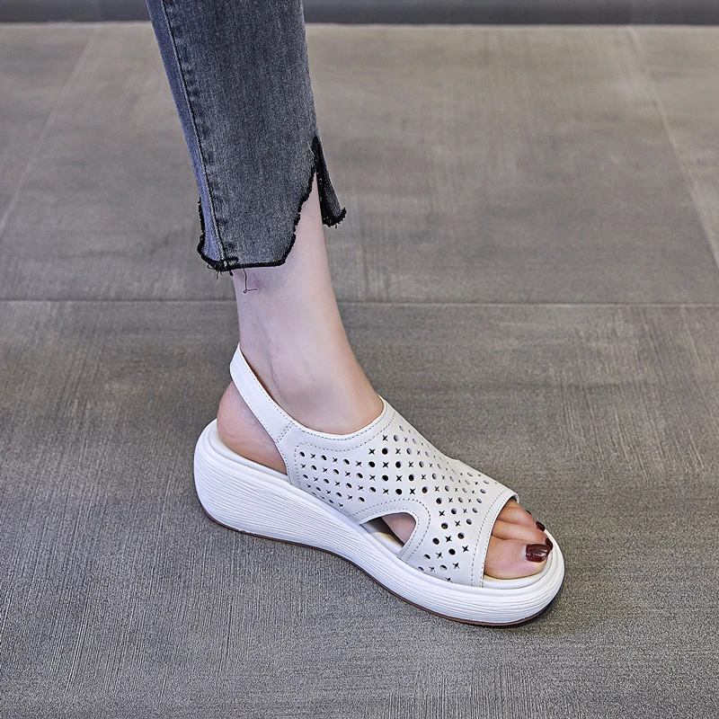 （37码特价）凉鞋女2025年新款夏季外穿真皮厚底软底百搭罗马