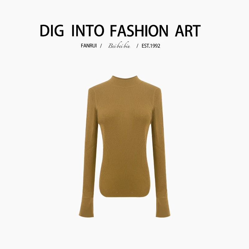 FANRUI/泛芮「曲线轮廓 」纯色简约半高领上衣显瘦修身打底衫B12599