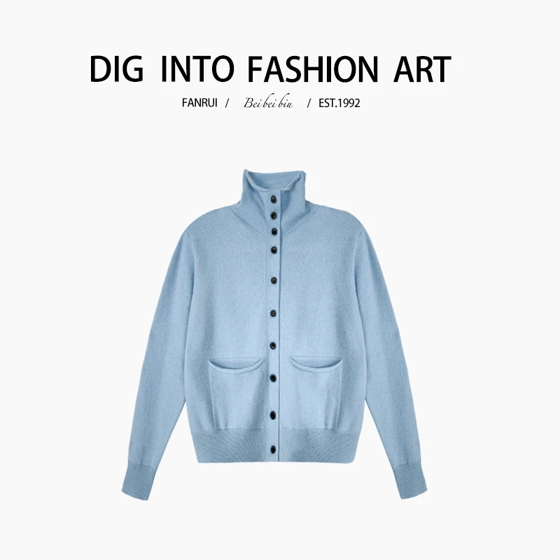 FANRUI/泛芮「闲日柔彩」100％羊毛纯色套头百搭时尚针织开衫B12986