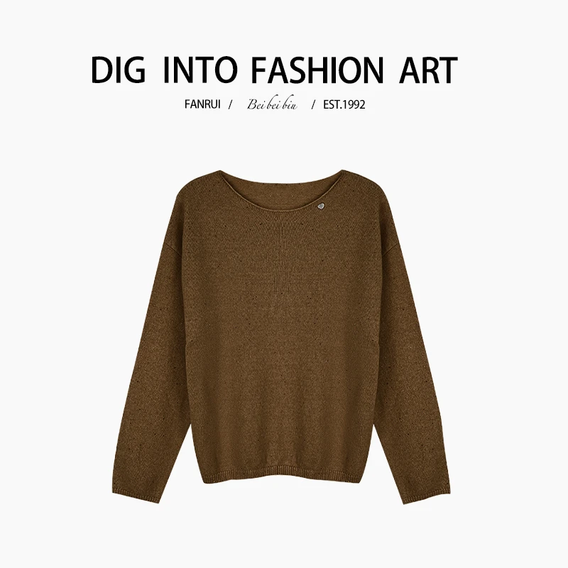 【泛芮】羊毛细闪洋气百搭小众设计感气质修身针织上衣女B12051