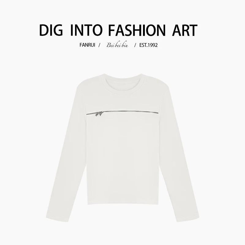 FANRUI/泛芮「舒暖大地 」拉链设计感洋气百搭长袖打底T恤B13687