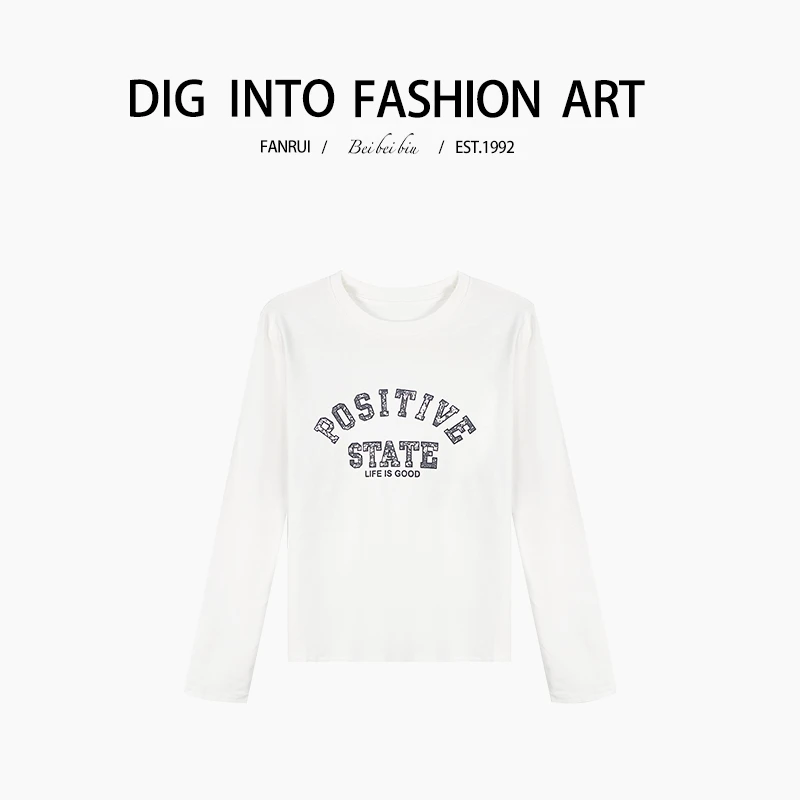 FANRUI/泛芮「自然共生 」字母印花百搭上衣长袖打底T恤B13554
