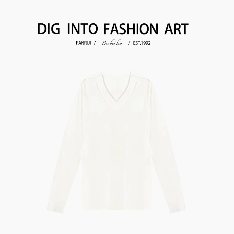 FANRUI/泛芮「素色清韵」简约时尚百搭设计感洋气时髦长袖T恤B13440