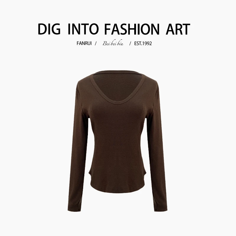 【泛芮】简约气质显瘦设计感轻奢百搭圆领针织上衣女B10837